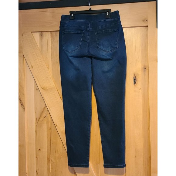 Martha Stewart Everyday Size 4 Womens Pull On Crop Blue Pants Faux Pearl Hem - Picture 2 of 12